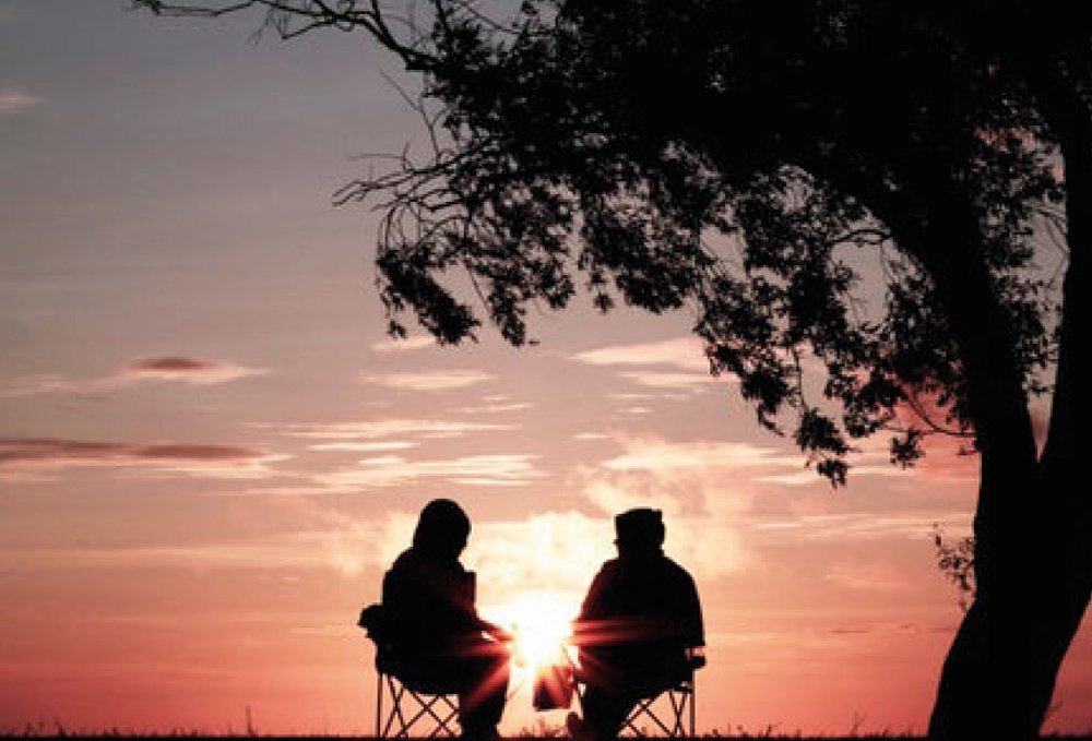 Couple sitting watching the sunset